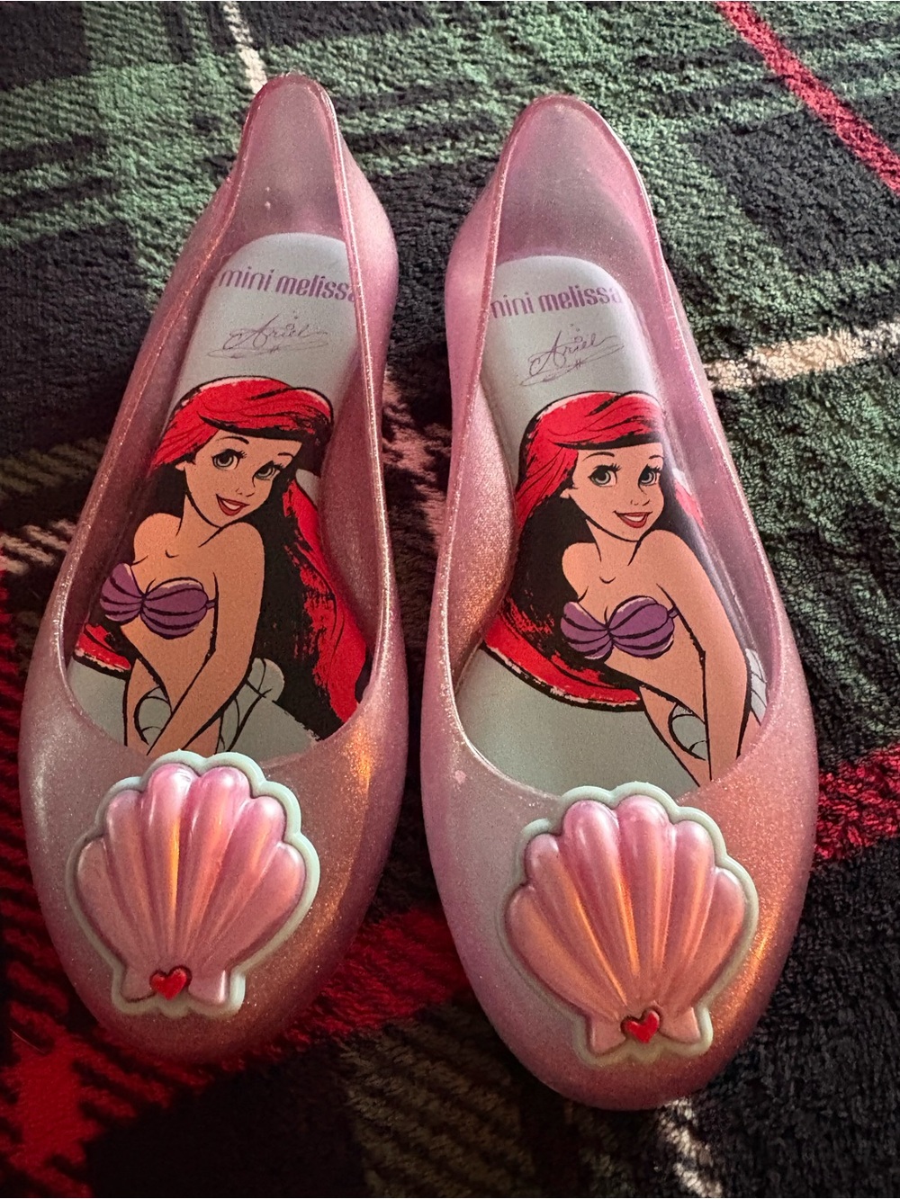 Mini Melissa Pink Ariel Jelly Flats with Shell Appliqué